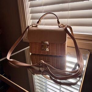 Never used Elegant Cream and Tan Woven Handbag